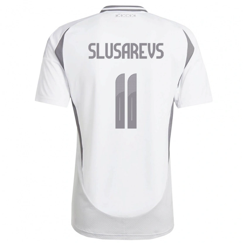 Danxen Niño Camiseta Letonia Danila Slusarevs #11 Blanco Gris Oscuro 2ª Equipación 26-28 La Camisa