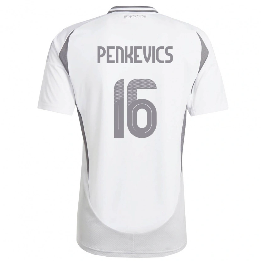 Danxen Niño Camiseta Letonia Kristers Penkevics #16 Blanco Gris Oscuro 2ª Equipación 26-28 La Camisa