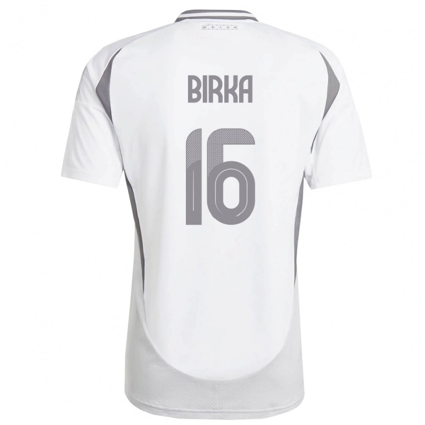 Danxen Niño Camiseta Letonia Emils Birka #16 Blanco Gris Oscuro 2ª Equipación 26-28 La Camisa