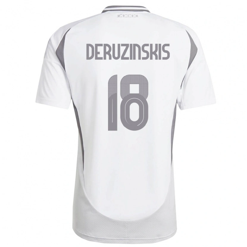Danxen Niño Camiseta Letonia Ruslans Deruzinskis #18 Blanco Gris Oscuro 2ª Equipación 26-28 La Camisa