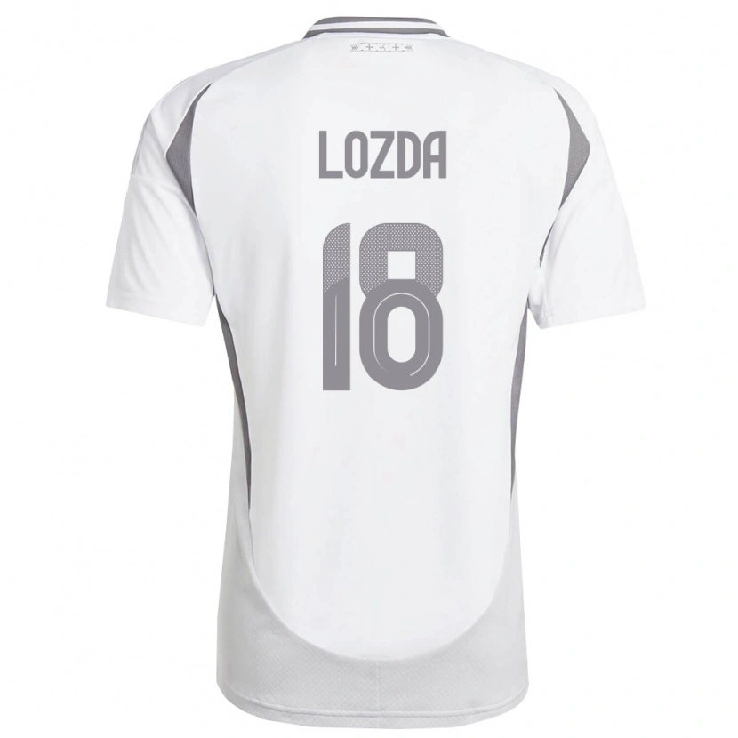 Danxen Niño Camiseta Letonia Linards Lozda #18 Blanco Gris Oscuro 2ª Equipación 26-28 La Camisa