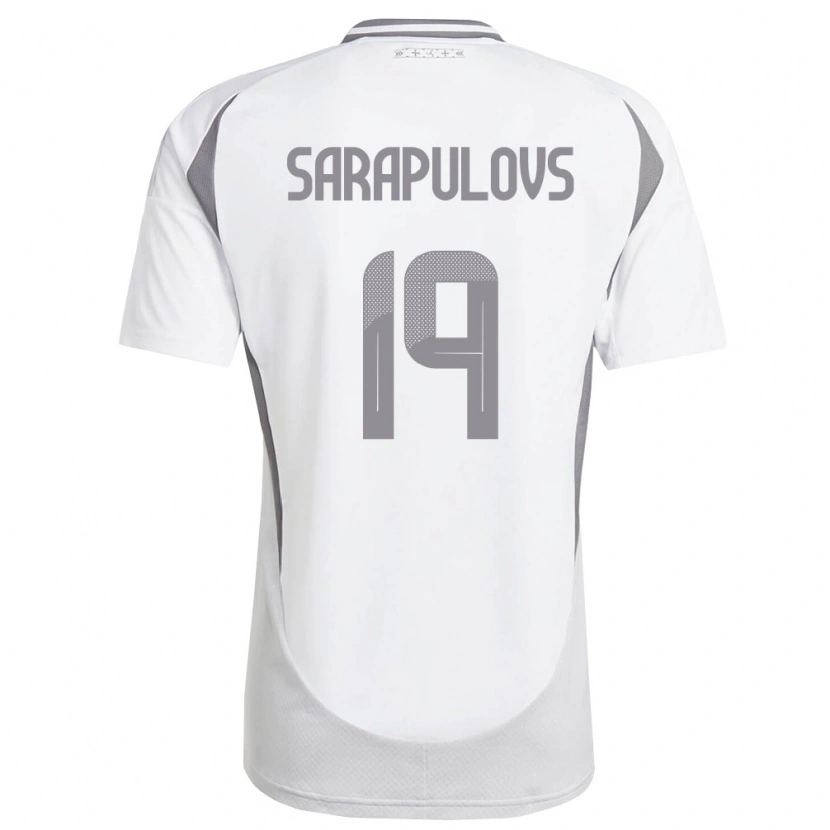 Danxen Niño Camiseta Letonia Maksims Sarapulovs #19 Blanco Gris Oscuro 2ª Equipación 26-28 La Camisa