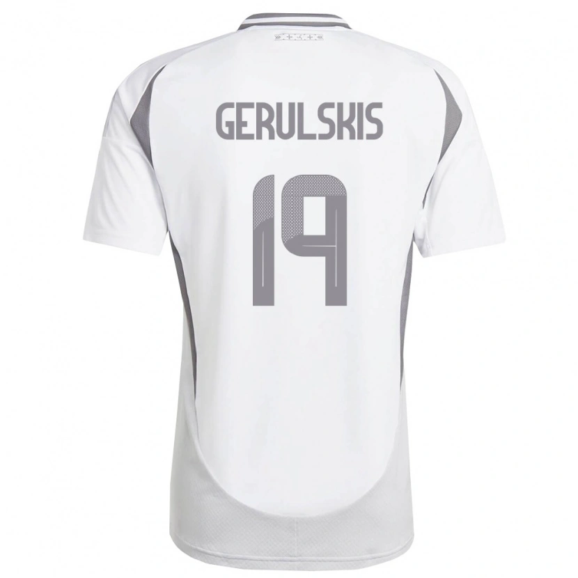 Danxen Niño Camiseta Letonia Gustavs Gerulskis #19 Blanco Gris Oscuro 2ª Equipación 26-28 La Camisa