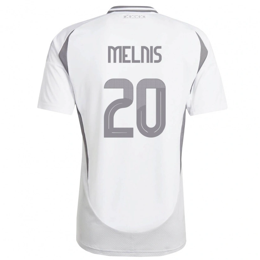 Danxen Niño Camiseta Letonia Bruno Melnis #20 Blanco Gris Oscuro 2ª Equipación 26-28 La Camisa