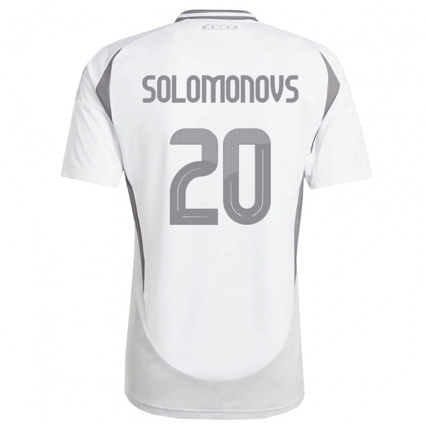 Danxen Niño Camiseta Letonia Nikita Solomonovs #20 Blanco Gris Oscuro 2ª Equipación 26-28 La Camisa
