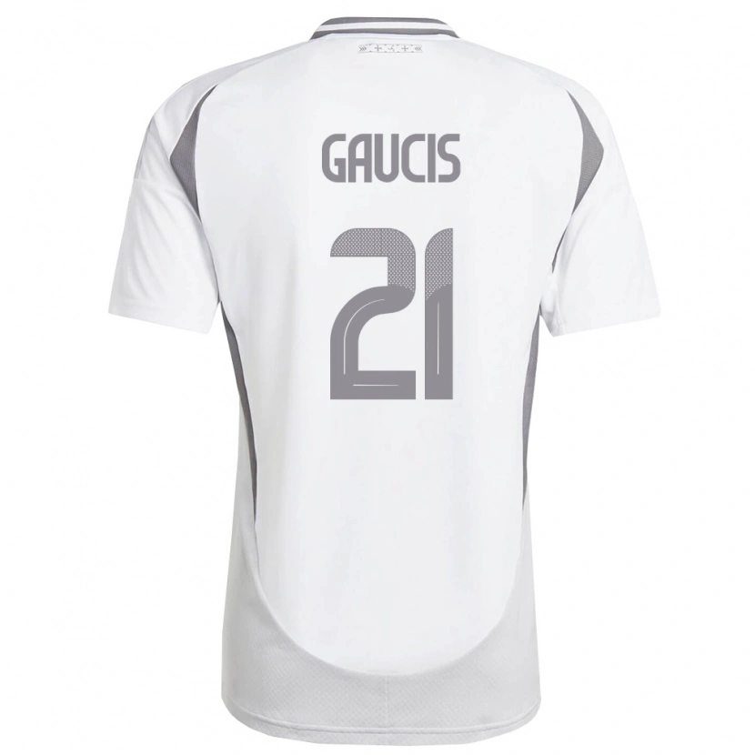 Danxen Niño Camiseta Letonia Rodrigo Gaucis #21 Blanco Gris Oscuro 2ª Equipación 26-28 La Camisa