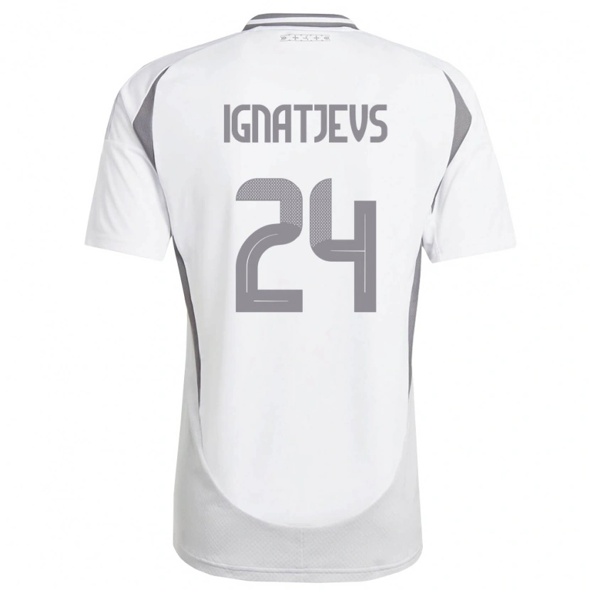 Danxen Niño Camiseta Letonia Denis Ignatjevs #24 Blanco Gris Oscuro 2ª Equipación 26-28 La Camisa