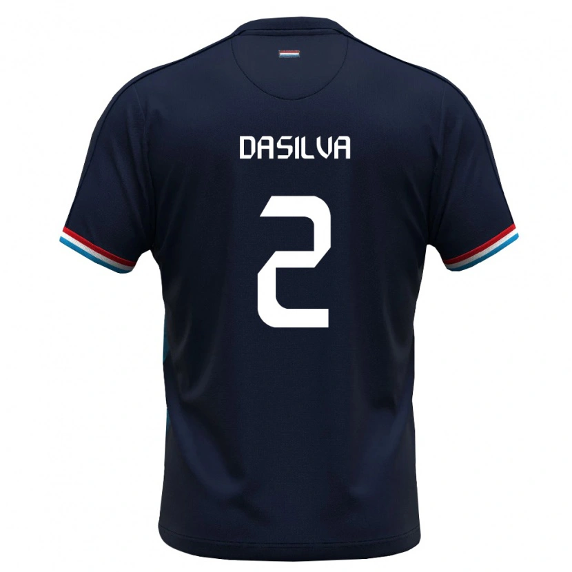 Danxen Niño Camiseta Luxemburgo Aston Da Silva #2 Azul Real Rojo 2ª Equipación 26-28 La Camisa