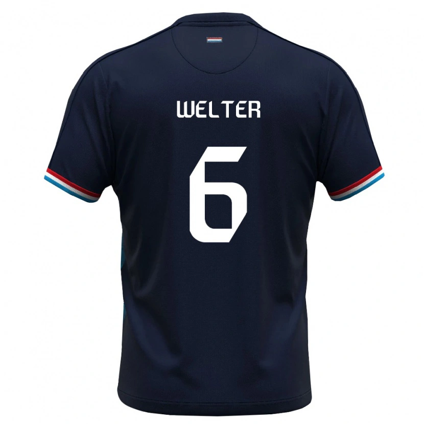 Danxen Niño Camiseta Luxemburgo Scott Welter #6 Azul Real Rojo 2ª Equipación 26-28 La Camisa