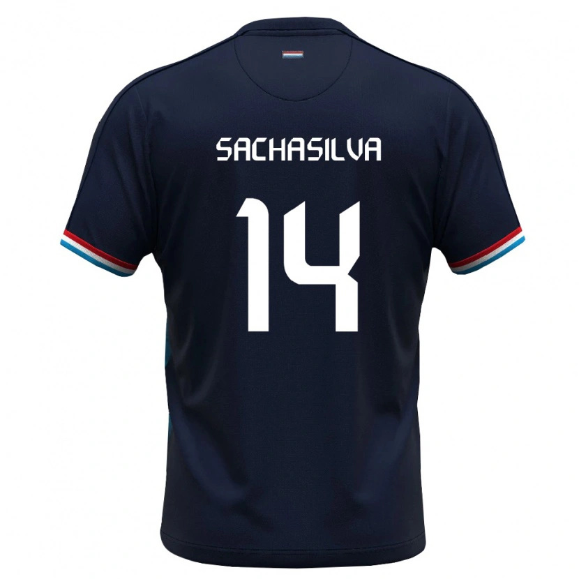 Danxen Niño Camiseta Luxemburgo Sacha Carvalho Da Silva #14 Azul Real Rojo 2ª Equipación 26-28 La Camisa