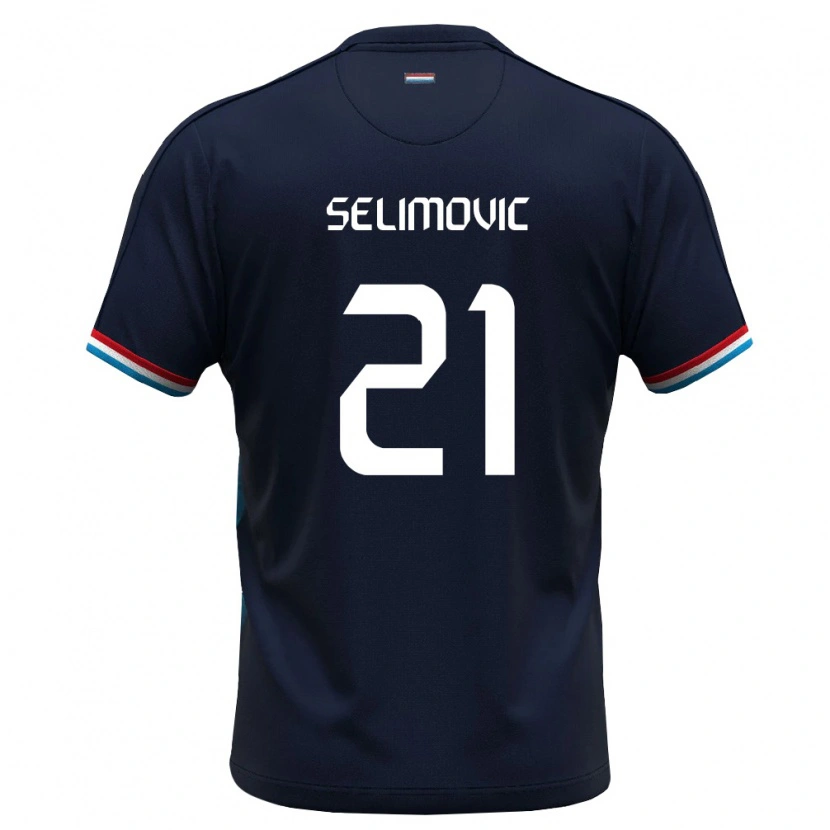 Danxen Niño Camiseta Luxemburgo Vahid Selimovic #21 Azul Real Rojo 2ª Equipación 26-28 La Camisa