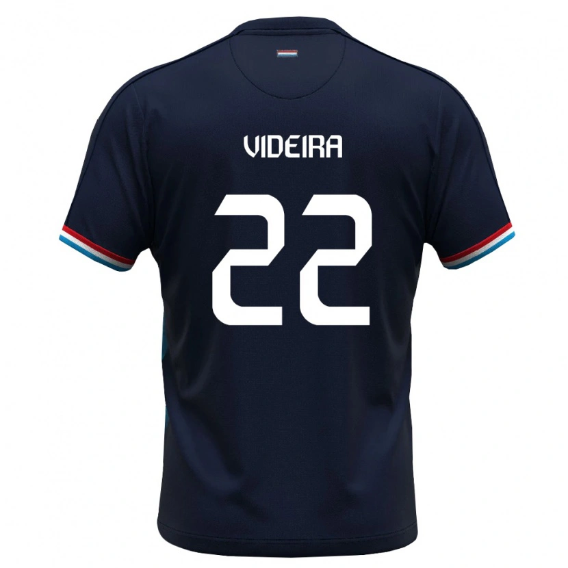 Danxen Niño Camiseta Luxemburgo Jayson Videira #22 Azul Real Rojo 2ª Equipación 26-28 La Camisa