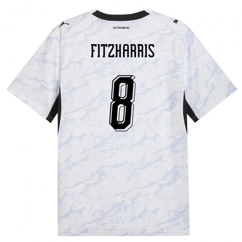 Danxen Niño Camiseta Nueva Zelanda Van Fitzharris #8 Negro Blanco 2ª Equipación 26-28 La Camisa