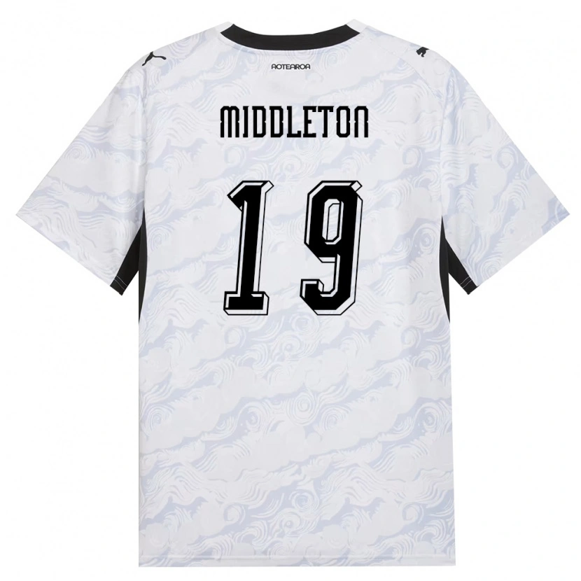 Danxen Niño Camiseta Nueva Zelanda Oliver Middleton #19 Negro Blanco 2ª Equipación 26-28 La Camisa