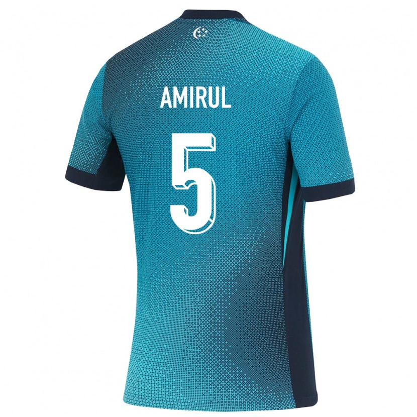 Danxen Niño Camiseta Singapur Amirul Adli Azmi #5 Turquesa Oscuro Negro 2ª Equipación 26-28 La Camisa