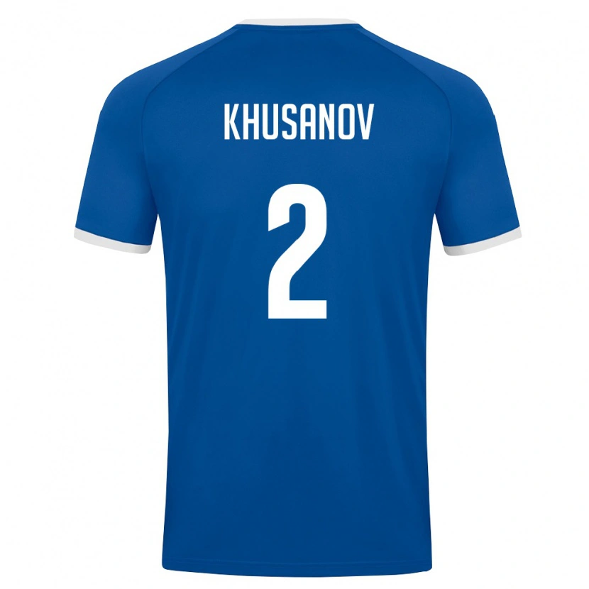 Danxen Hombre Camiseta Uzbekistán Abdukodir Khusanov #2 Azul Real Blanco 1ª Equipación 26-28 La Camisa
