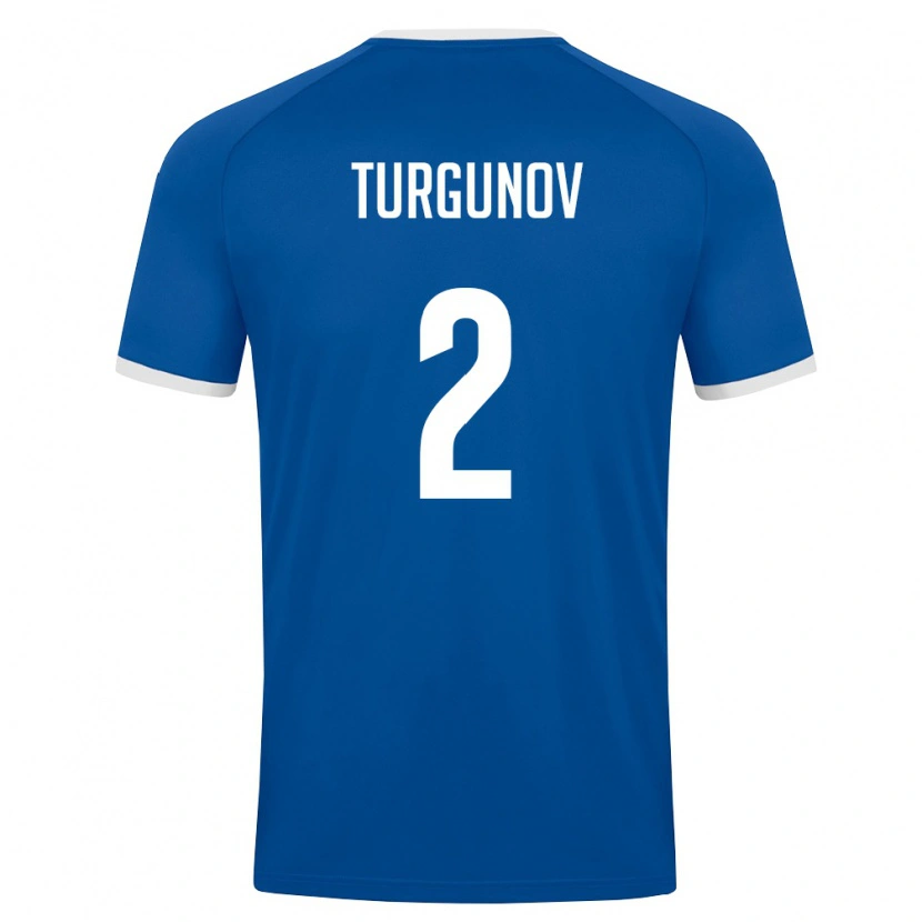 Danxen Hombre Camiseta Uzbekistán Kakhramon Turgunov #2 Azul Real Blanco 1ª Equipación 26-28 La Camisa