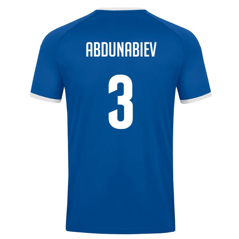 Danxen Hombre Camiseta Uzbekistán Adis Abdunabiev #3 Azul Real Blanco 1ª Equipación 26-28 La Camisa