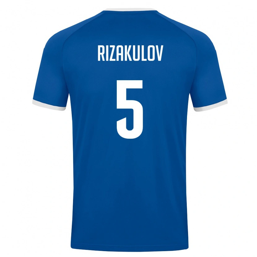 Danxen Hombre Camiseta Uzbekistán Giyosdzhon Rizakulov #5 Azul Real Blanco 1ª Equipación 26-28 La Camisa