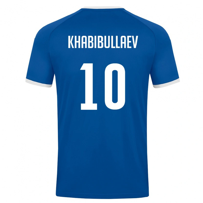 Danxen Hombre Camiseta Uzbekistán Mukhammad Khabibullaev #10 Azul Real Blanco 1ª Equipación 26-28 La Camisa
