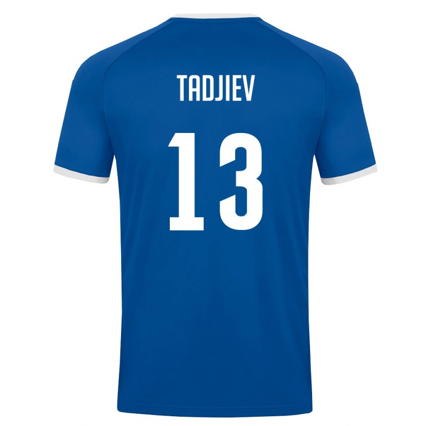 Danxen Hombre Camiseta Uzbekistán Diyorbek Tadjiev #13 Azul Real Blanco 1ª Equipación 26-28 La Camisa