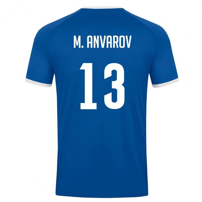 Danxen Hombre Camiseta Uzbekistán Mirjalol Anvarov #13 Azul Real Blanco 1ª Equipación 26-28 La Camisa