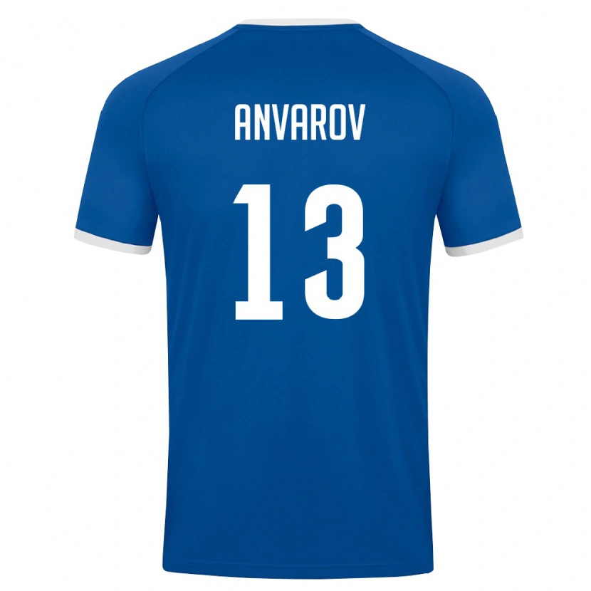 Danxen Hombre Camiseta Uzbekistán Mirjamol Anvarov #13 Azul Real Blanco 1ª Equipación 26-28 La Camisa