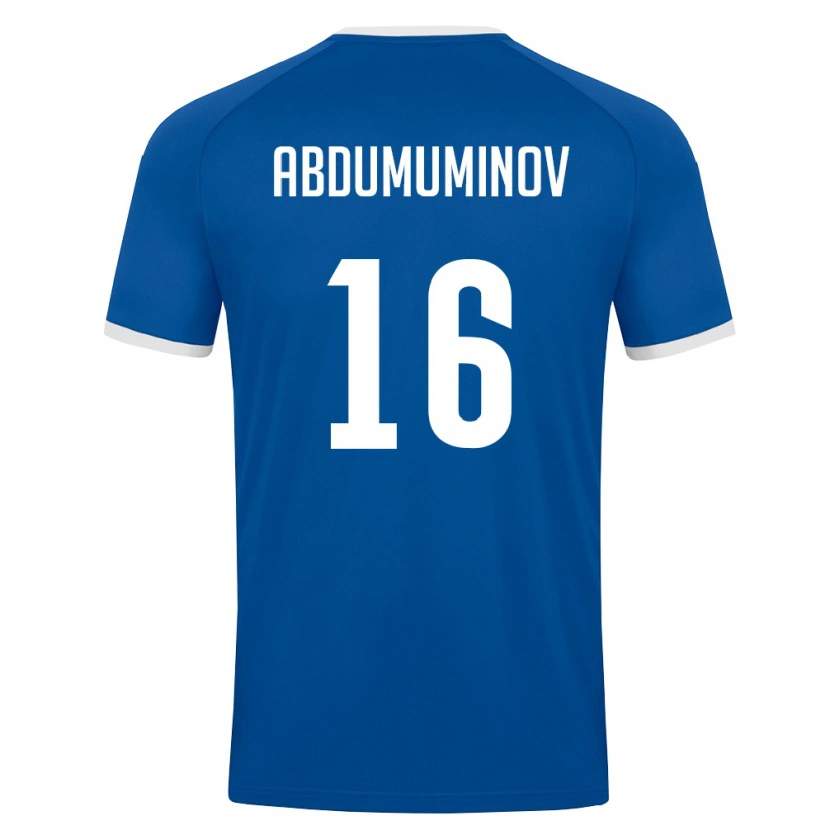 Danxen Hombre Camiseta Uzbekistán Azizbek Abdumuminov #16 Azul Real Blanco 1ª Equipación 26-28 La Camisa