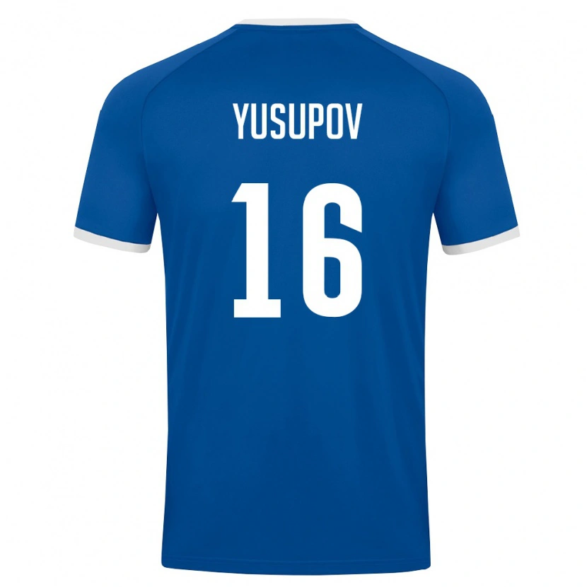 Danxen Hombre Camiseta Uzbekistán Utkir Yusupov #16 Azul Real Blanco 1ª Equipación 26-28 La Camisa