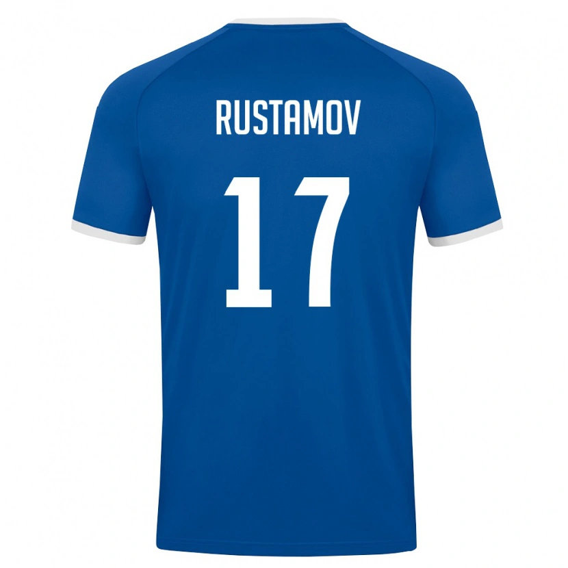 Danxen Hombre Camiseta Uzbekistán Jamshidbek Rustamov #17 Azul Real Blanco 1ª Equipación 26-28 La Camisa