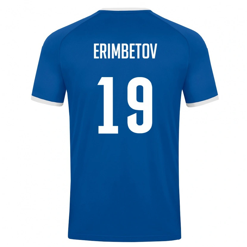 Danxen Hombre Camiseta Uzbekistán Azizbek Erimbetov #19 Azul Real Blanco 1ª Equipación 26-28 La Camisa