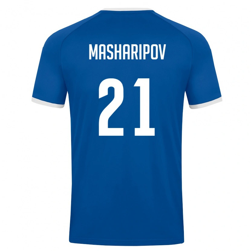 Danxen Hombre Camiseta Uzbekistán Akbar Masharipov #21 Azul Real Blanco 1ª Equipación 26-28 La Camisa
