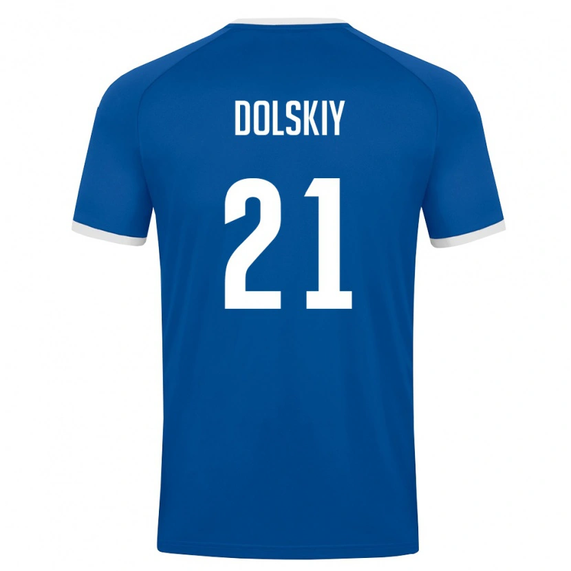 Danxen Hombre Camiseta Uzbekistán Platon Dolskiy #21 Azul Real Blanco 1ª Equipación 26-28 La Camisa