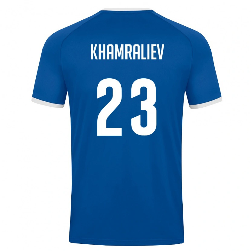 Danxen Hombre Camiseta Uzbekistán Mukhammadkodir Khamraliev #23 Azul Real Blanco 1ª Equipación 26-28 La Camisa