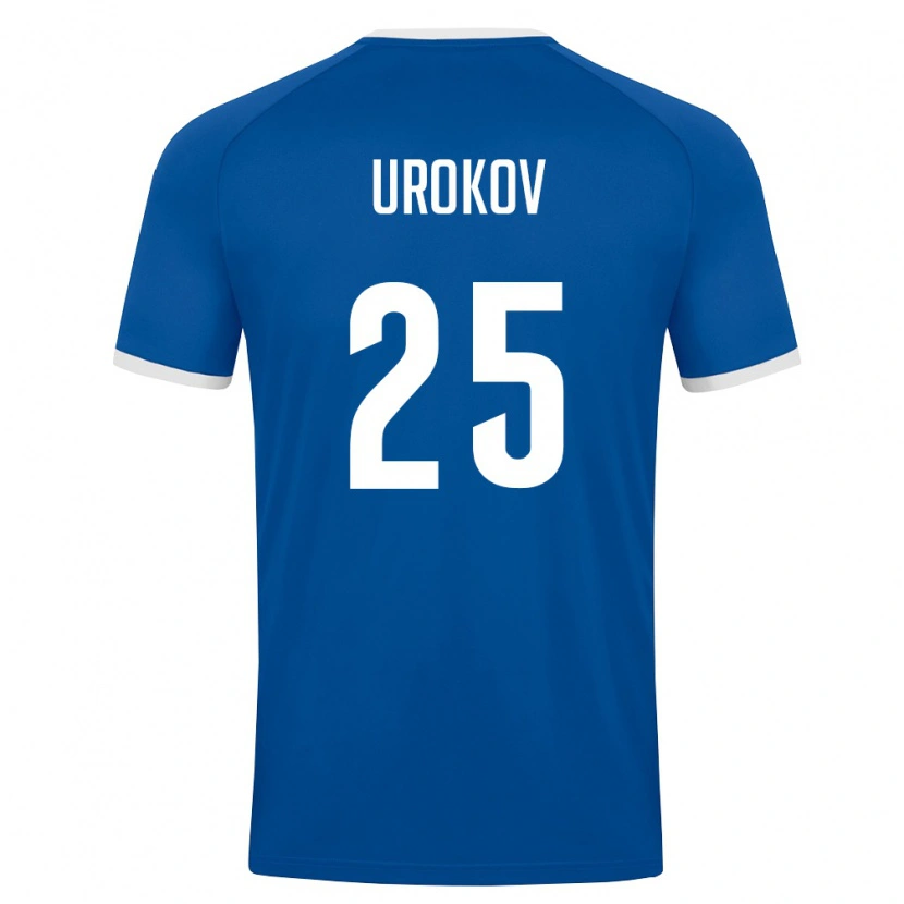 Danxen Hombre Camiseta Uzbekistán Mukhammadali Urokov #25 Azul Real Blanco 1ª Equipación 26-28 La Camisa