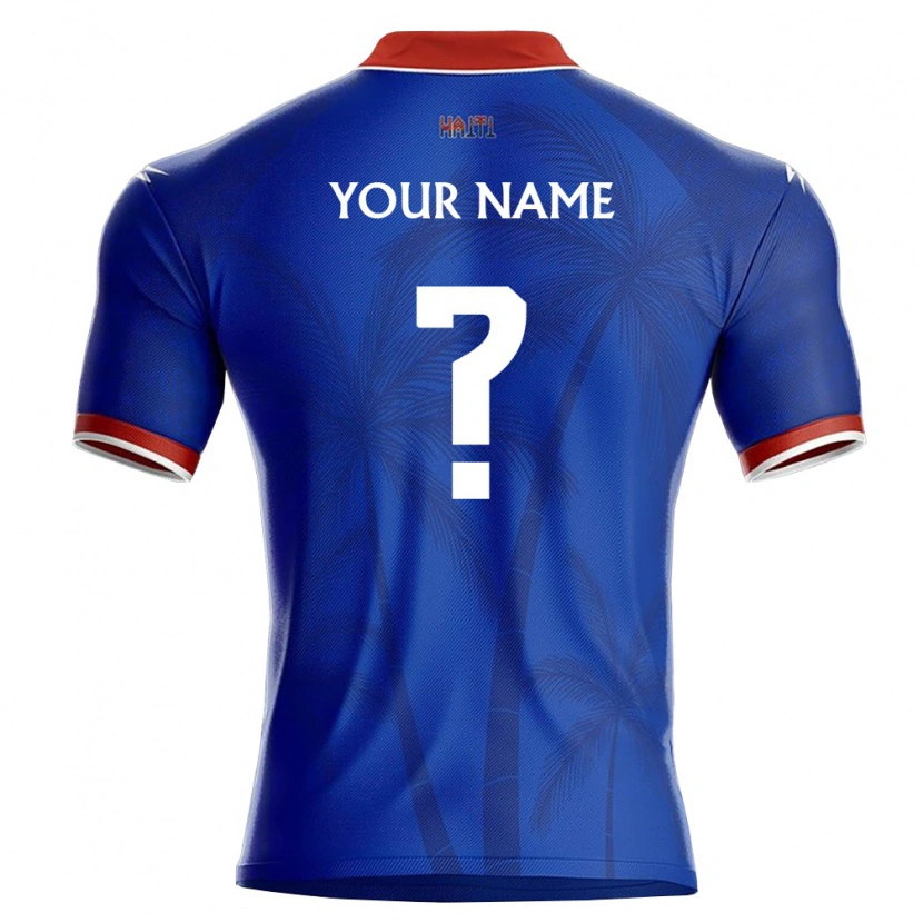 Danxen Hombre Camiseta Haití Su Nombre #0 Azul Rojo Blanco 1ª Equipación 26-28 La Camisa