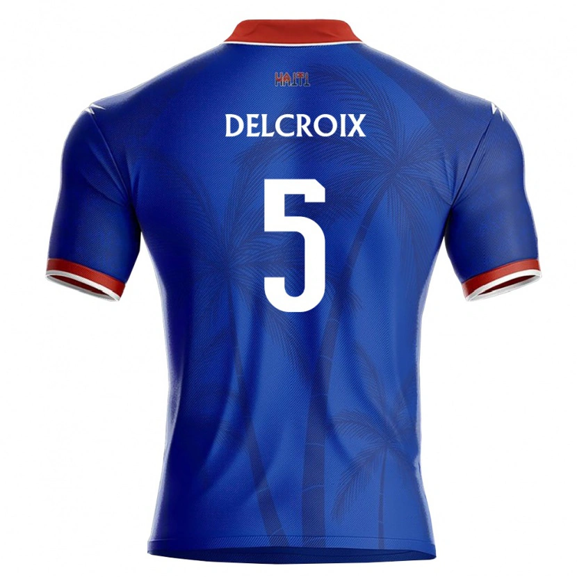 Danxen Hombre Camiseta Haití Hannes Delcroix #5 Azul Rojo Blanco 1ª Equipación 26-28 La Camisa