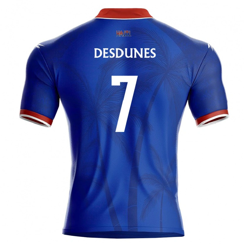 Danxen Hombre Camiseta Haití Jerry Desdunes #7 Azul Rojo Blanco 1ª Equipación 26-28 La Camisa