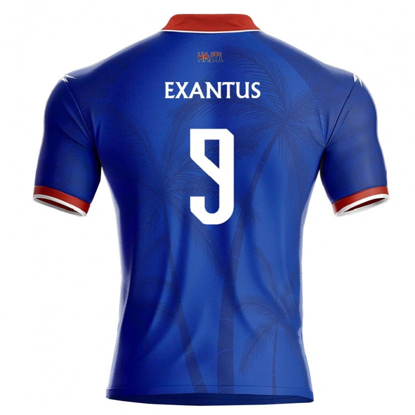 Danxen Hombre Camiseta Haití Clavens Exantus #9 Azul Rojo Blanco 1ª Equipación 26-28 La Camisa