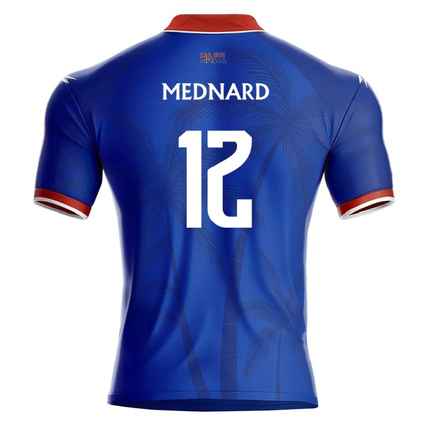 Danxen Hombre Camiseta Haití Jonah Mednard #12 Azul Rojo Blanco 1ª Equipación 26-28 La Camisa