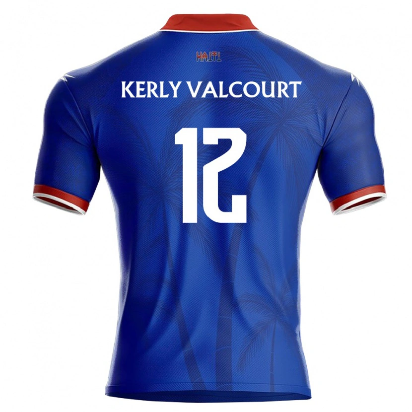 Danxen Hombre Camiseta Haití Richie Kerly Valcourt #12 Azul Rojo Blanco 1ª Equipación 26-28 La Camisa