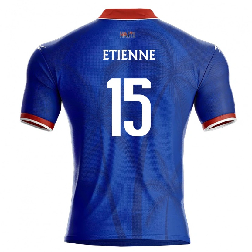 Danxen Hombre Camiseta Haití Darrell Etienne #15 Azul Rojo Blanco 1ª Equipación 26-28 La Camisa