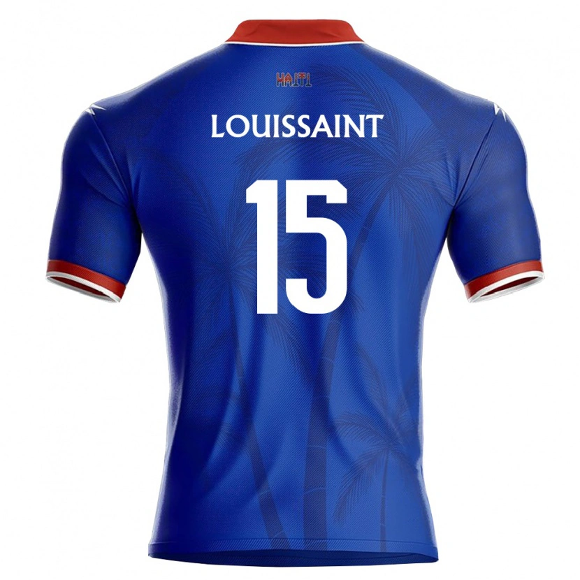 Danxen Hombre Camiseta Haití Rhode Louissaint #15 Azul Rojo Blanco 1ª Equipación 26-28 La Camisa