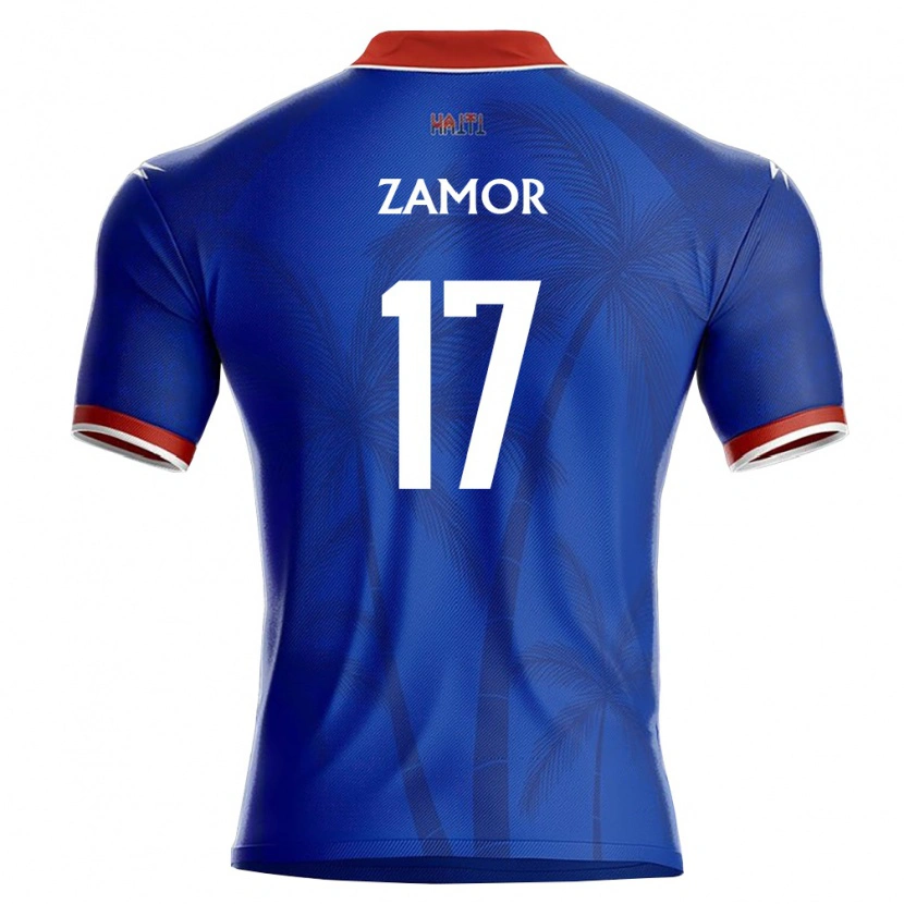 Danxen Hombre Camiseta Haití Medinel Zamor #17 Azul Rojo Blanco 1ª Equipación 26-28 La Camisa