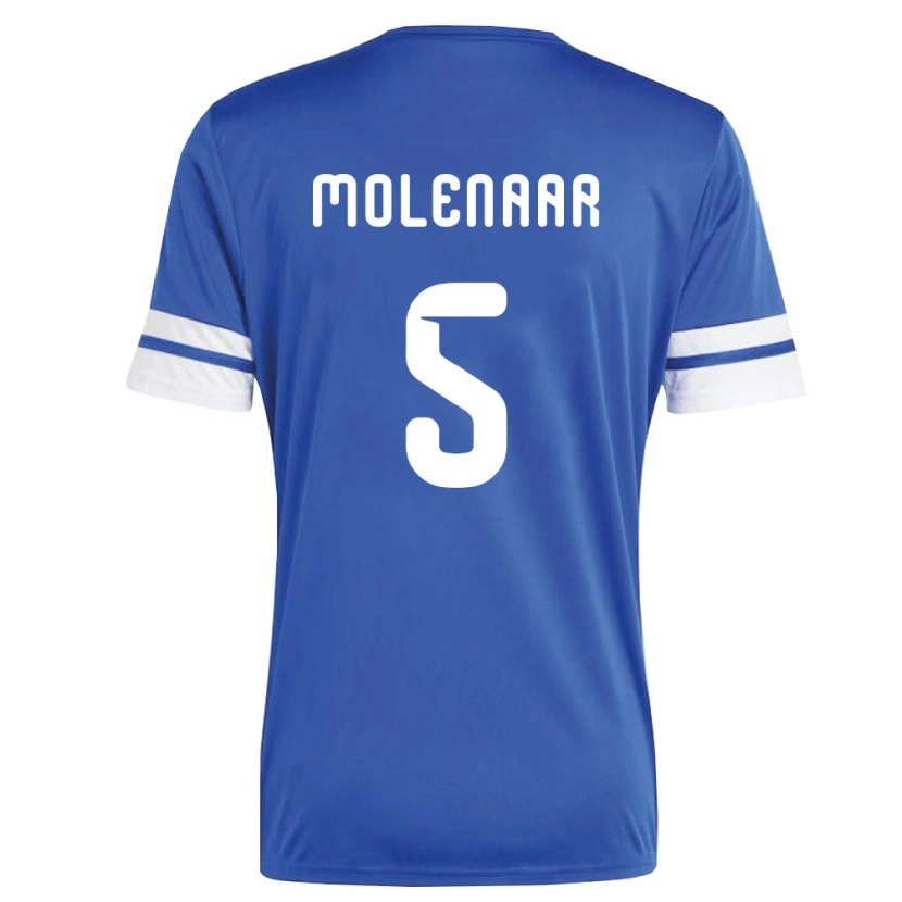 Danxen Hombre Camiseta Curazao Jayron Molenaar #5 Marino Blanco 1ª Equipación 26-28 La Camisa