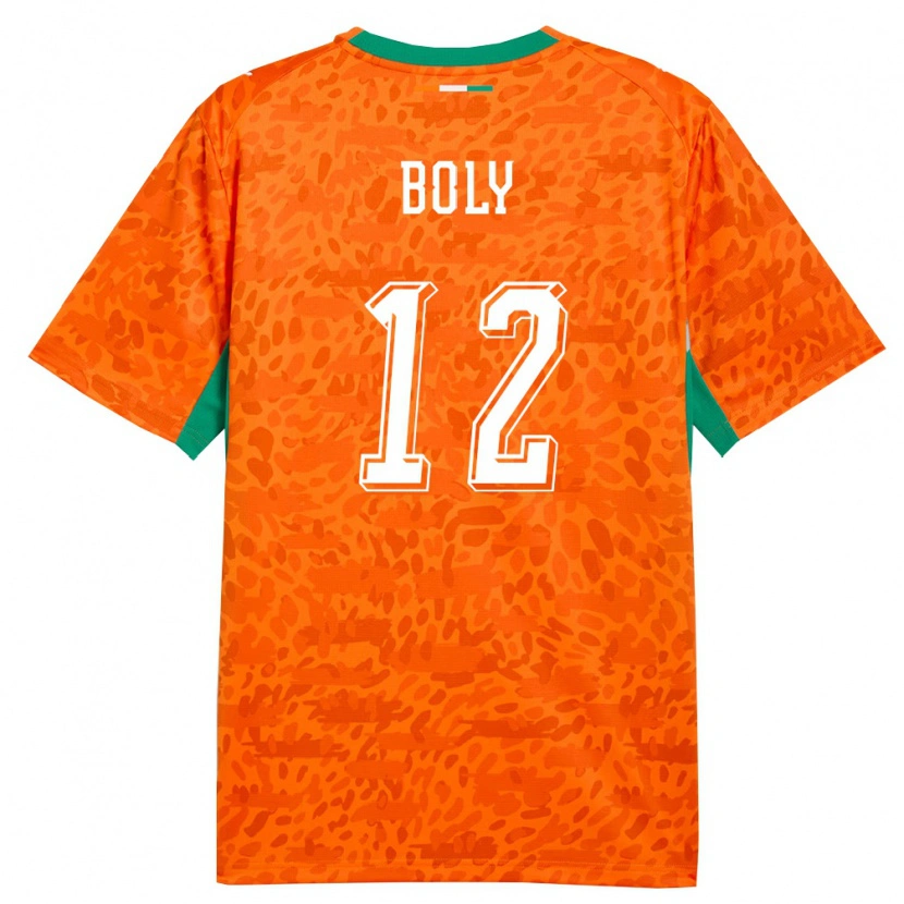 Danxen Hombre Camiseta Costa De Marfil Willy Boly #12 Naranja Verde Blanco 1ª Equipación 26-28 La Camisa