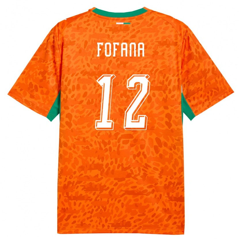 Danxen Hombre Camiseta Costa De Marfil Souleymane Fofana #12 Naranja Verde Blanco 1ª Equipación 26-28 La Camisa
