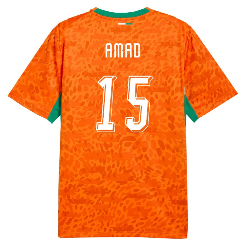 Danxen Hombre Camiseta Costa De Marfil Amad Diallo #15 Naranja Verde Blanco 1ª Equipación 26-28 La Camisa