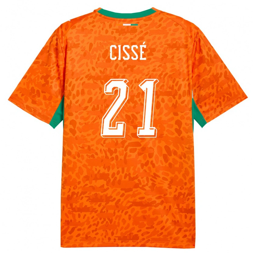 Danxen Hombre Camiseta Costa De Marfil Aboulaye Cissé #21 Naranja Verde Blanco 1ª Equipación 26-28 La Camisa
