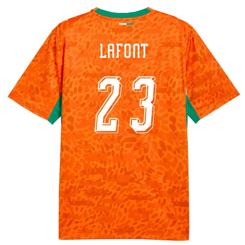 Danxen Hombre Camiseta Costa De Marfil Alban Lafont #23 Naranja Verde Blanco 1ª Equipación 26-28 La Camisa